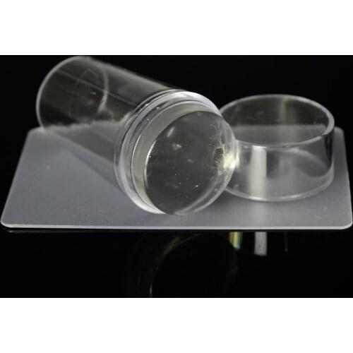 1 Set Clear Jelly Silicone Round Nail Art Stamper+Plastic Scraper Nail Polish Stamping Templates Manicure DIY Printing Tool