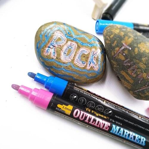 12pcs Acrylic Paint Pens Sets Fine Art Marker Metal Glass Rock Waterproof