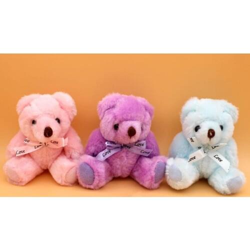 20pcs/Lot 8 Colors 13cm Kawaii Joint Teddy Bear Stuffed Toy Mini Bear Dolls Small Pendant Gifts Girls Wedding Bouquet Curly