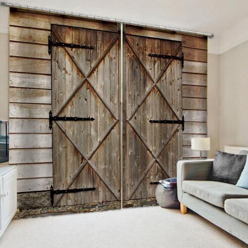 2020 Wood Doors To Retro-Vintage Houses Room Curtains Large Window Curtains Dark Window Blinds Outdoor Bedroom Kids Adults
