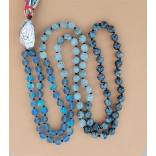 8mm Spectrolite 108 Beads Tassel Knotted Necklace Buddhism Yoga Healing Wrist Chic Bracelet Classic Handmade Lucky Chakra