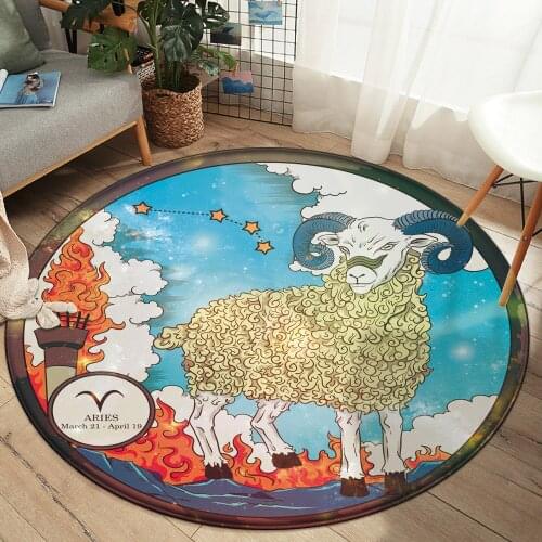 Abstract Pattern Fashion 12 Constellation Aries Round Carpet Floor Mat Living Room Non-slip Decor 2020 Bedroom Carpet Home Rug