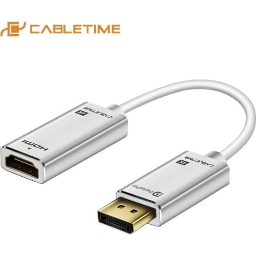 CABLETIME DP To HDMI Adapter 4K 30Hz DisplayPort To HDMI Converter for Laptop Macbook HDTV Projector Multi devices C086