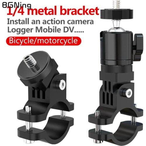 Aluminum Alloy Motorcycle Bracket Recorder Bicycle Clamp Handlebar Seatpost Pole Holder 1/4" Mounting Seat Base Adapter