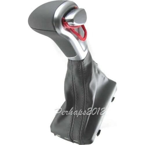 Gray color Chrome Leather Shift Knob case forA4 A6 A7 Q5 2009 2010 2011 2012 2014
