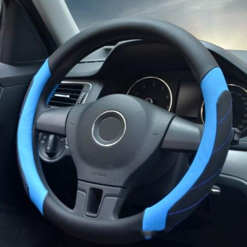 Car Steering-wheel Cover 37CM-38CM Superfine leather Universal Car-styling Sport Auto Steering Wheel Covers Anti-Slip 15 inches