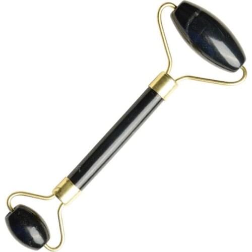 Double Heads Black Jade Roller Face Massage Roller Eyes Face Massager Natural Beauty Tool Stone Relaxation Slim Neck Thin Lift