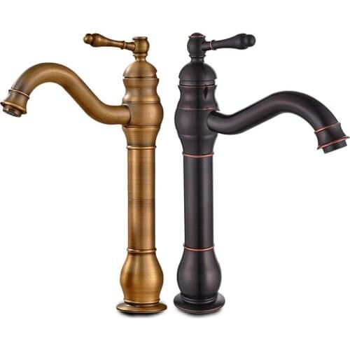 European Antique Bathroom Faucet ORB Total Brass Sink Basin Faucets Mixer Tap Single Handle Hot and Cold Water Deck Mounted Taps