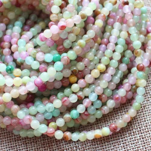 Smooth 4mm Multi-color Persia Ja-de Round Loose Beads 15"/90pcs DIY Jewelry Making