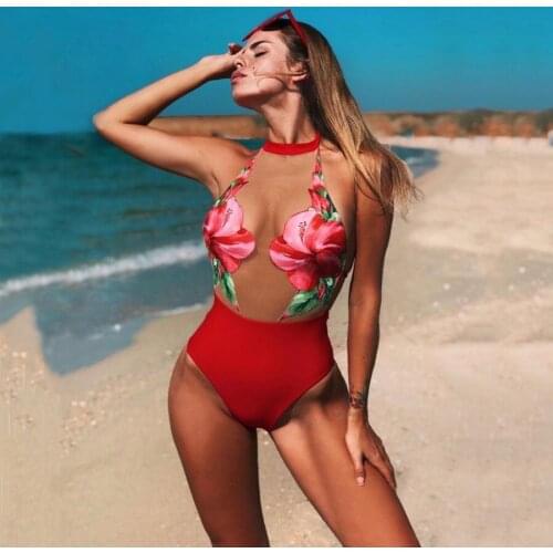 Swimwear Women Floral Swimsuit Sexy One Piece Swimsuit Push Up Bikini Backless Beachwear купальник 2020 новинка Elegant Biquinis