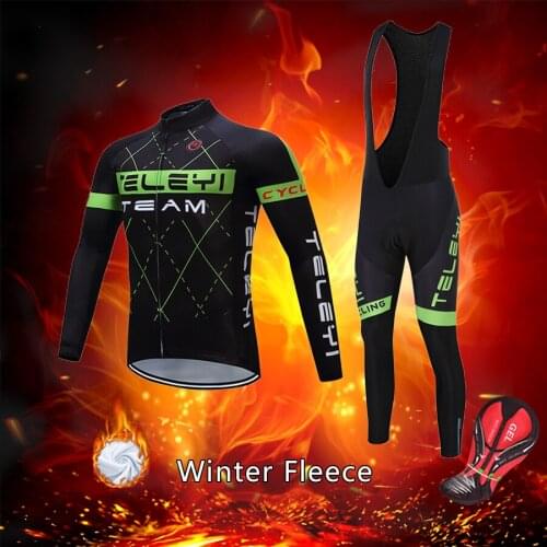 Fashion Winter Cycling Jersey Set Men 2021 Thermal Fleece Road Bike Clothing BIB Suit Pro Bicycle Clothes MTB Uniform Male Kit
