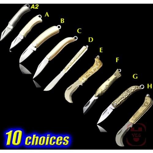 NEW Arrivals Brass Mini Pocket Folding Knife CS GO Portable Outdoor Camping Tactical Rescue Hunting Knives EDC Tools 10 Style