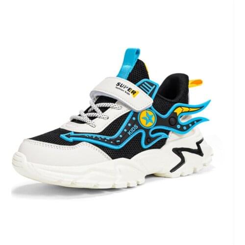 Fall Childrens Fashion Flame Shoes Boys' Soft Bottom Running Leisure Breathable Outdoor Kids Shoes Girls Lightweight Sneakers