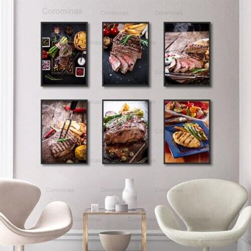Modern Food Poster Appetite Steak Modular Posters and Prints Canvas Painting Delicious Tomato French for Dining Room Decoration