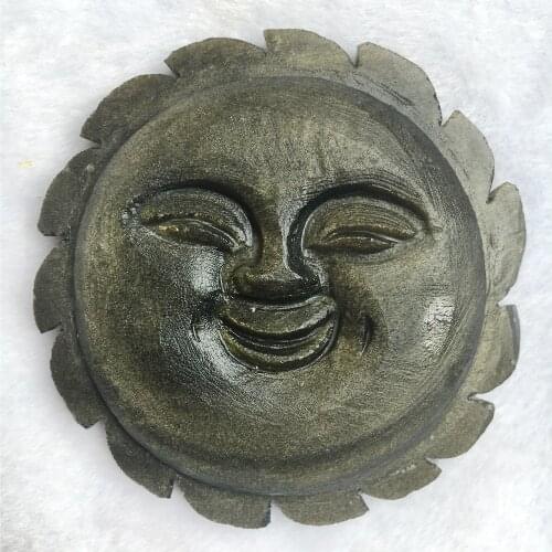 DS Natural Gold Obsidian Sun Smiling Face Pendant Amulet Quartz Crystal Sun God Mascot Healing Crystal Stone Home Decoration