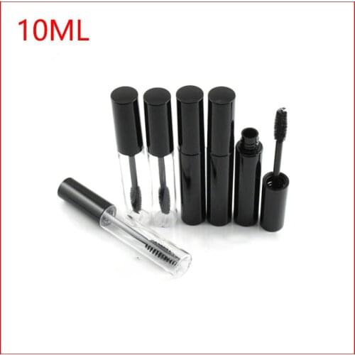 Travel Small 10m Black Cap Plastic DIY Empty Mascara Tubes with Eyelash Wand Brush Eyelash Cream Container Bottle Vials 200pcs