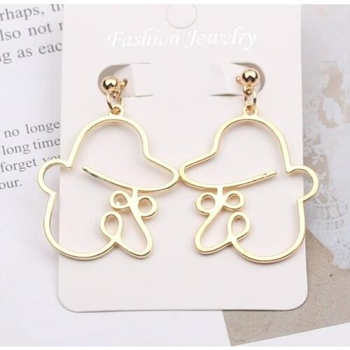 Funny Silver Gold Clown Face Drop Earrings for Women British Glasses Long Nose Abstract Hollow Out Dangle Earing Christmas Gift