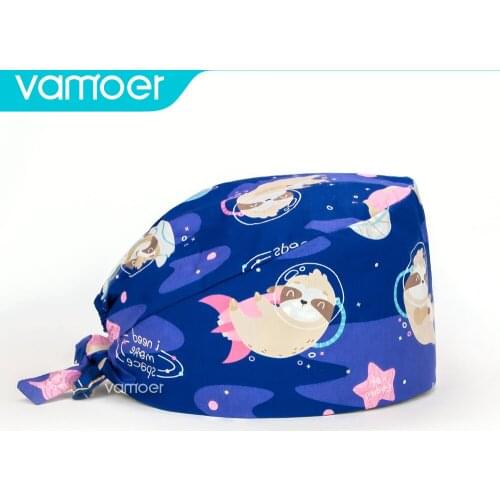 Medical scrubs cap Cartoons Unisex Cartoon Adjustable Scrub Hat Beauty Salon Doctor Nursing Surgical Cap Lab Nurse Hat Women men