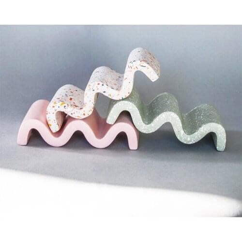 Terrazzo Cement Wavy Plate Mould Concrete Soap Dish Silicone Mould Jewelry Storage Tray Plaster Tabletop Decor Clay Mould