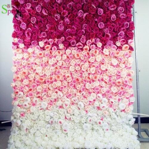 SPR Ombre style pink 2.4*2.4m Free Shipping factory sales flower wall wedding backdrop artificial flower table arrangements