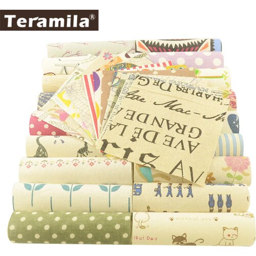 Teramila Canvas Fabric Cotton Linen Fabric20 Pcs/Lot 12x12cm Telas Tissus DIY Handmade Sewing Zakka Cushion Quilts Bag Patchwork
