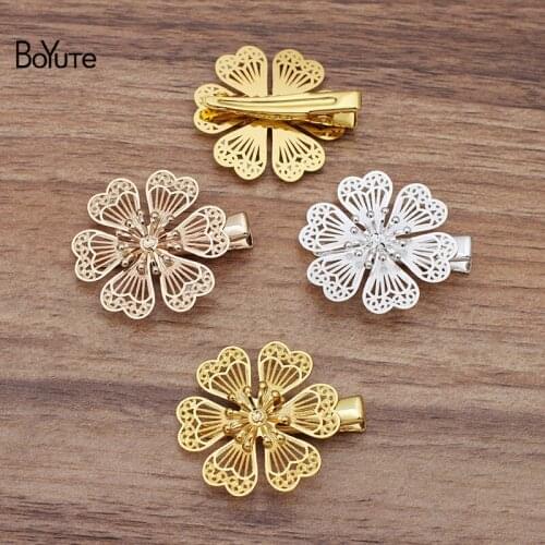 BoYuTe (20 Pieces/Lot) 32MM Filigree Flower Hair Clips Factory Supply Hair Accessories Diy Materials