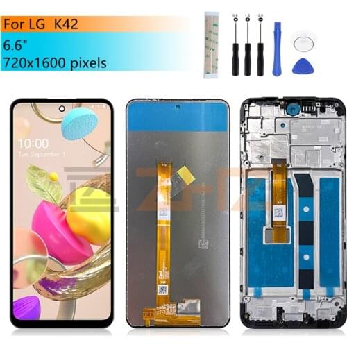 For LG K42 LCD Display Touch Screen Digitizer Assembly With Frame LMK420 LM-K420 Display Replacement Repair Parts 6.6"