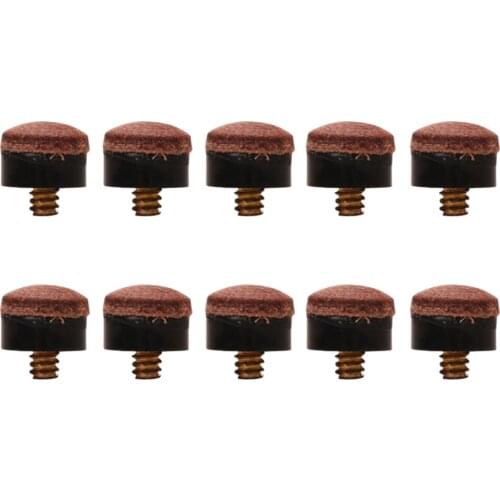 10 Pieces 12mm Durable Screw On Replacement Tips Snooker Billiard Accessories for Pool Cue-Hard