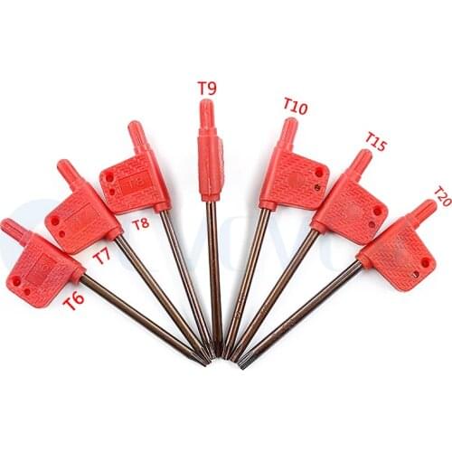 10 pcs T6 T7 T8 T9 T10 T15 T20 Red Flag Torx Wrench Screw Wrench CNC Machine Tool CNC Lathe Turning Toolholder Tool Accessories