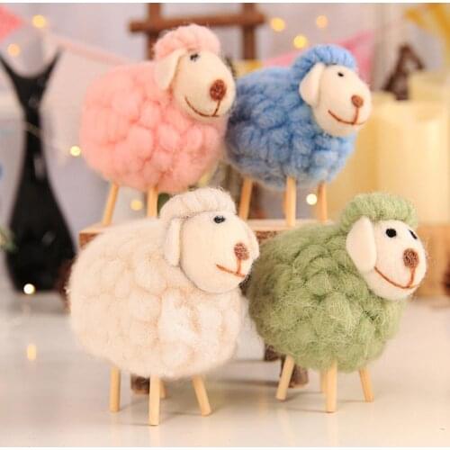 12 CM Innovative Wool Felt Cute Sheep Shape Childrens Room Decoration Ornament Soft Toys Dolls Kawaii Sheep Alpaca Plush Toys