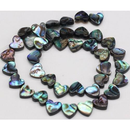 2Pcs Natural Abalone Shell Beads Heart Shape Shiny Abalone Shell Necklace Accessories Charm for Jewelry Making Bracelet Earrings