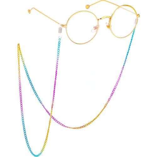 2020 Chic Fashion Rainbow Color Metal Glasses Chain Sports Anti-skid Sunglasses Chains Holder For Women Men Eyewear Accessories