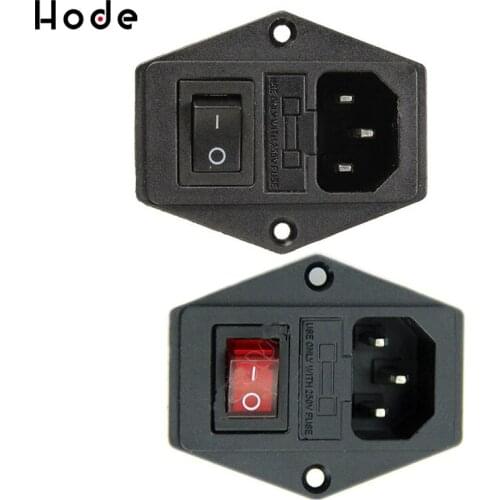 3 in 1 Black Red AC 250V 10A 3 Terminal Power Socket with Fuse Holder With Rocker Switch