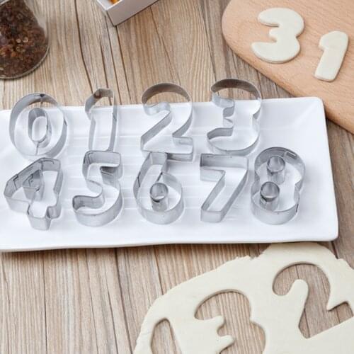 9 Pcs 0-8 Number Shape Cookie Biscuit Cutter Mould Stainless Steel Baking Mold Home Accessories