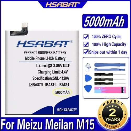 HSABAT BA871 5000mAh High Capacity Battery for Meizu Meilan M15 Smart Phone Batteries