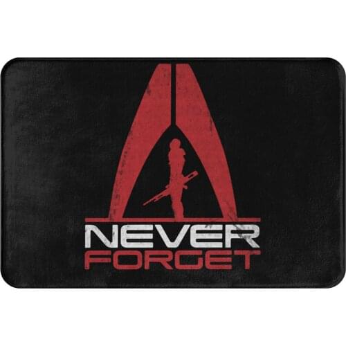 Mass Effect Commander Shepard Game Anti-Slip Doormat Kitchen Mat Never Forget Shep Hallway Carpet Welcome Rug Home Decorative