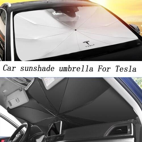 Car Sun shade Umbrella Interior Windshield Sunshade For Tesla Model 3 Model X Model S Y Logo Parasol Protector Cover Accessories
