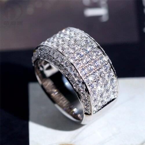 Big Bling S925 Sterling Silver Color Zircon Rings for Man Fashion Wedding Engagement Ring Jewelry 2020