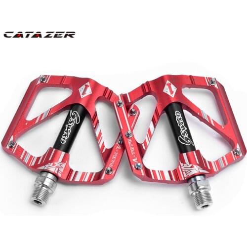 Catazer Mountain Bike Aluminum Alloy MTB Pedal Bearing Ultra Light Pedal Big Flat Pedal Bike Accessories Bicycle Pedal