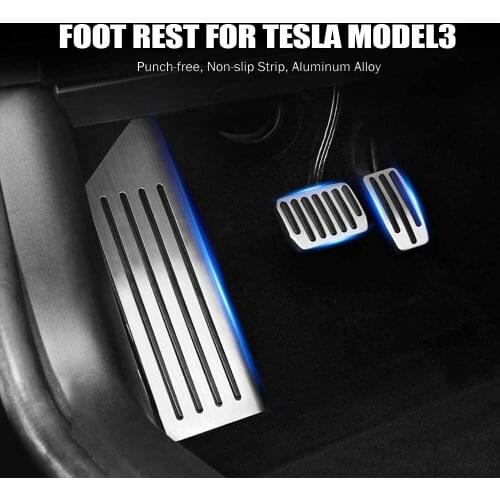 For Model 3 Model Y Non-Slip Performance Foot Pedals Pads Auto Aluminum Pedal Covers Plus The addition Of Rest Pedal Stainless
