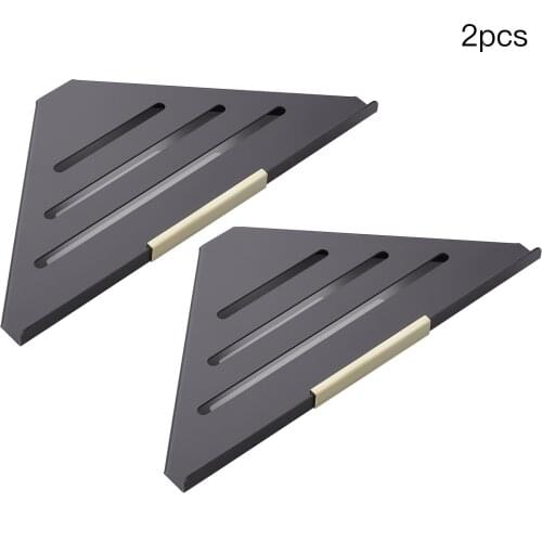 Mount Tripod Wall Storage Rack Corner Shelf Black Toilet Decor Bathroom Stainless Steel Home WC Living Room Floating