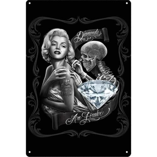 EICOCO Marilyn Monroe Sexy Tattoo Skeleton (20x30cm) Retro Metal Tin Vintage Wall Art Sign