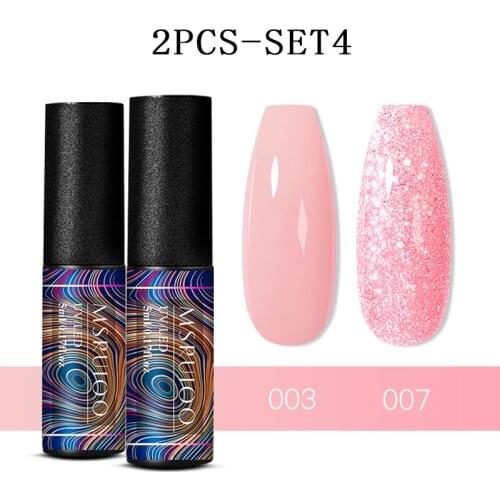 2Pcs/Set Rose Gold Glitter Nail Gel Polish Varnish Soak Off Paint Gel Nail Sequin Shiny Nude Color Gel Semi Permanent Kit