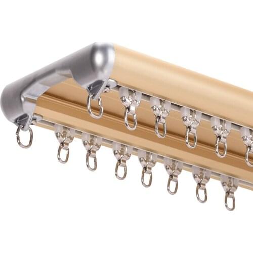 Smooth and silent curtain track top mounted one-piece double-track double rod track curtain rod Roman rod