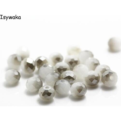 Isywaka Solid White Gray Colors 4*6mm 50pcs Rondelle Austria faceted Crystal Glass Beads Loose Round Beads for Jewelry Making