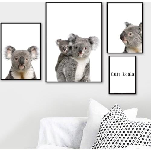 Nordic Style Animal Canvas Painting Lovely Koala Wall Art Prints Simple Pictures Modern Modular Poster For Living Room Decor