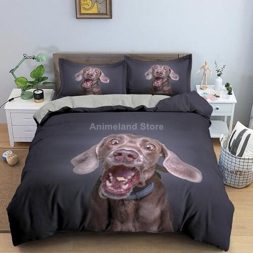 Funny Dog Bedding Set Pet Animal Fashion 3D Print Comforter Luxury Duvet Cover Set Home Textile Decor Queen King Single Size
