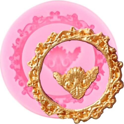 Round Shape Frame Silicone Mold European Baroque Cake Border Chocolate Mould Fondant Cake Decorating Tools Resin Clay Molds