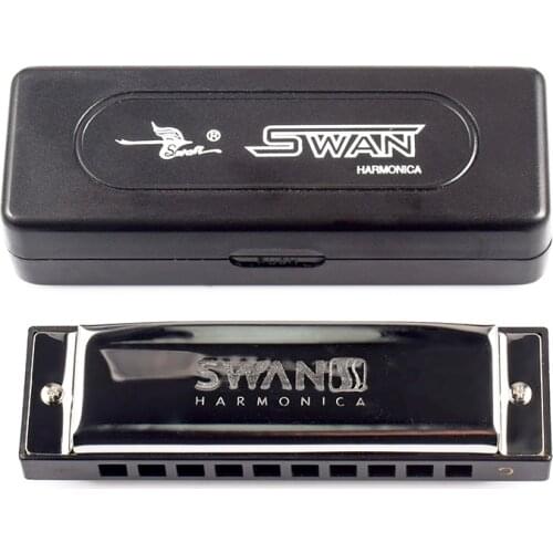 SWAN Senior Bruce Diatonic Harmonica 10 Hole C Tone Harmonica with Case Brass stainless steel