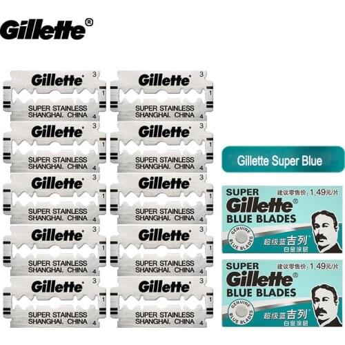 Shaving Razor Blades Gillette Super Blue Shaving Razor Blade For Men Stainless Steel Double Edge 10 Razor Blades For Shaving Hot